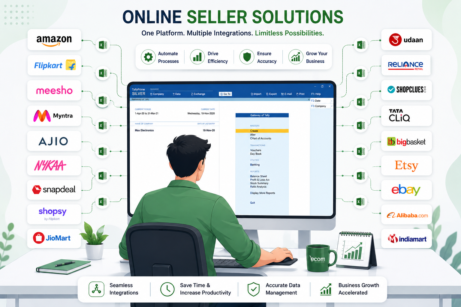 Online seller marketplace data converted into Tally entries